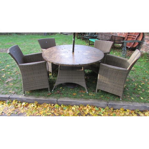 1021 - A Bellagio weathered contemporary six piece rattan garden terrace suite (af)