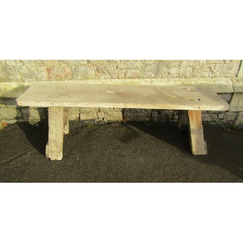 1022 - A rustic country made pine bench with through jointed supports, 50 cm high x 153 cm x 36 cm (af)