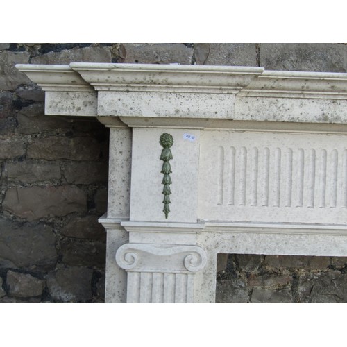 1048 - A Neo Classical style cream painted (to simulate marble) pine  fire surround/chimney piece with clas... 