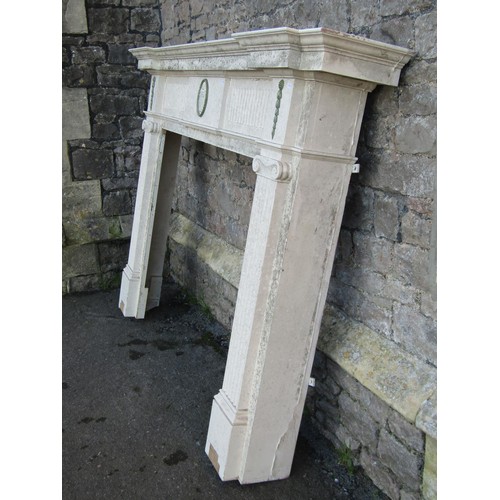 1048 - A Neo Classical style cream painted (to simulate marble) pine  fire surround/chimney piece with clas... 