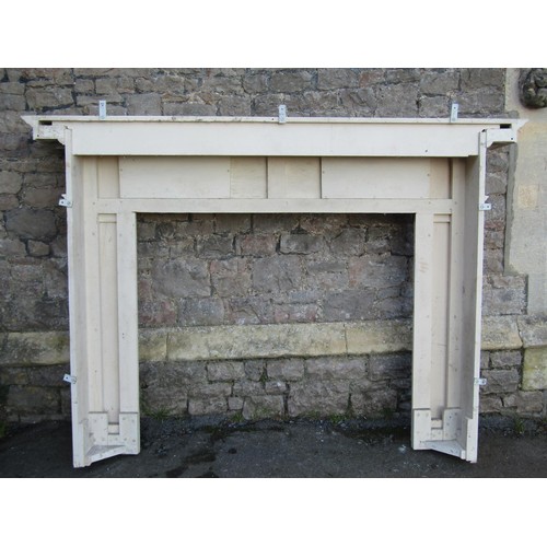 1048 - A Neo Classical style cream painted (to simulate marble) pine  fire surround/chimney piece with clas... 