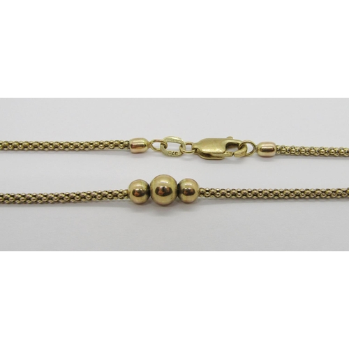 327 - 9ct chain necklace interspaced with spherical beads, 45.5cm L approx, 5.6g