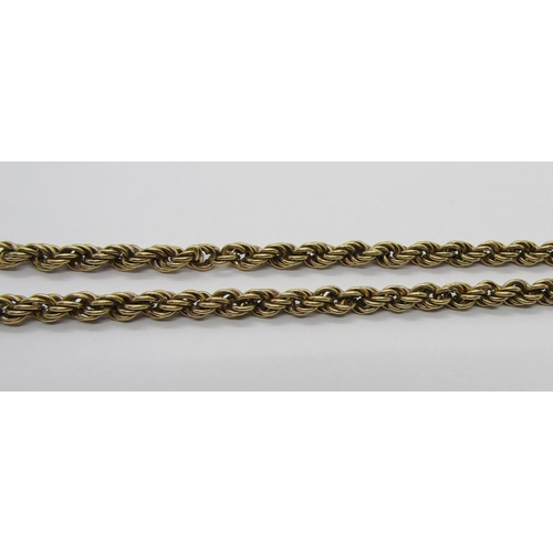 340 - 9ct rope twist chain necklace, 47cm approx, 7.6g (one link af)