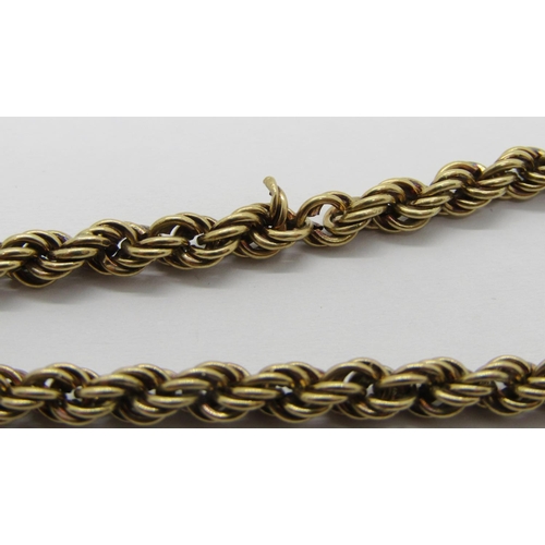 340 - 9ct rope twist chain necklace, 47cm approx, 7.6g (one link af)