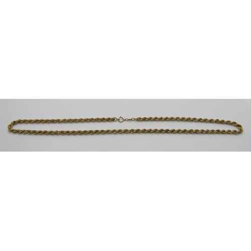 341 - 9ct rope twist chain necklace, 47cm L approx, 7g