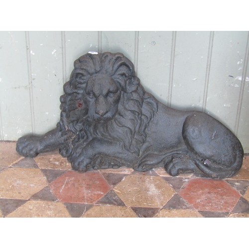 1052 - A pair of Country House cast iron lion and unicorn door porters, the unicorn 41 cm high x 60 cm, the... 