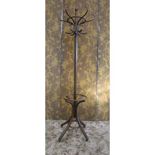 1129 - A vintage Bentwood floorstanding coat and hat  stand with beehive finial, 194 cm high