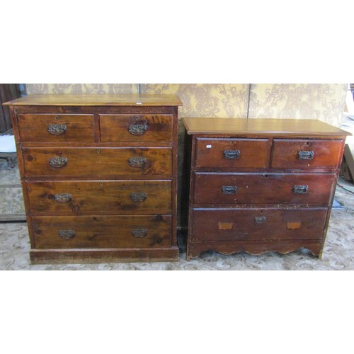 1171 - An Edwardian stained pine bedroom chest of three long and two short drawers, 95 cm high x 91 cm x 43... 