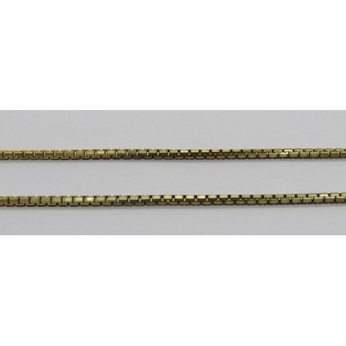 351 - 9ct box link chain necklace, maker 'G.B', 49.5cm L approx, 5.8g