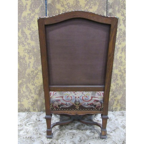 1275 - 19th century French open armchair with floral tapestry upholstery within a show wood frame with carv... 