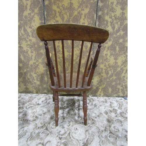 1280 - A late 19th century Windsor elm and beechwood stick back open armchair