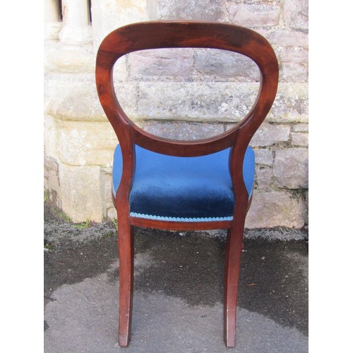 1287 - Set of six Victorian mahogany balloon back chairs with upholstered seats and turned supports