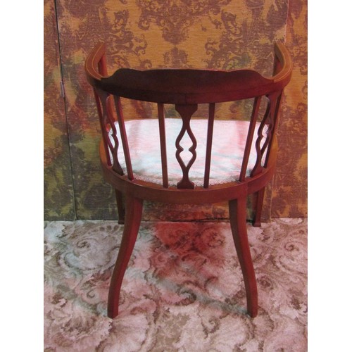 1291 - An inlaid Edwardian mahogany light weight tub chair with horseshoe shaped back