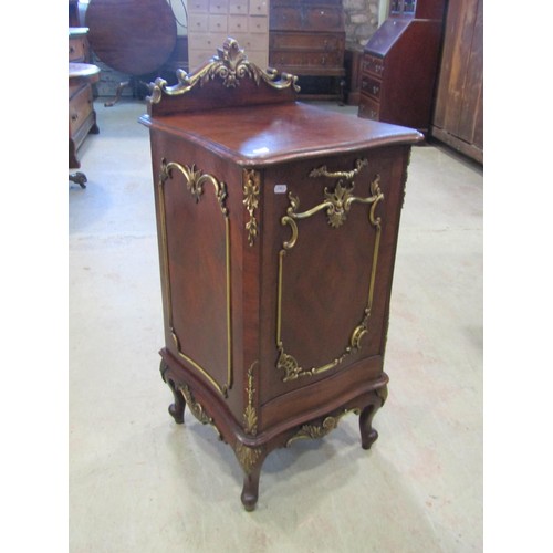 1221 - A good quality antique French coal cabinet with serpentine moulded outline and applied cast metal mo... 