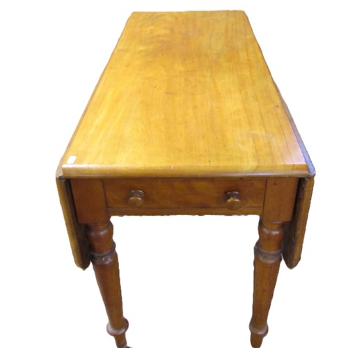 1327 - A large Victorian satin birch Pembroke table on turned supports 75H x 116L x 50W (when closed), 100W... 