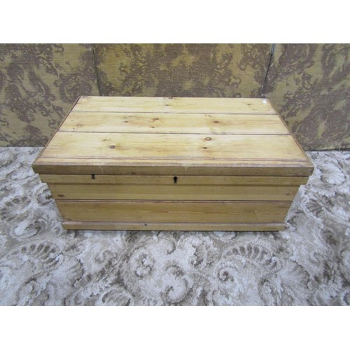 1335 - A rustic stripped pine chest of tongue and groove boarded construction, 31cm high x 79cm x 45cm