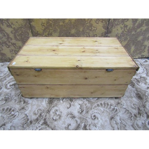 1335 - A rustic stripped pine chest of tongue and groove boarded construction, 31cm high x 79cm x 45cm