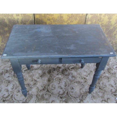 1241 - A Victorian style pine side table fitted with two shallow frieze drawers raised on turned tapered su... 