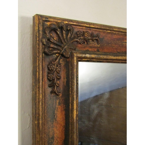 1359 - A good quality contemporary antique style rectangular wall mirror with cushion moulded distressed gi... 