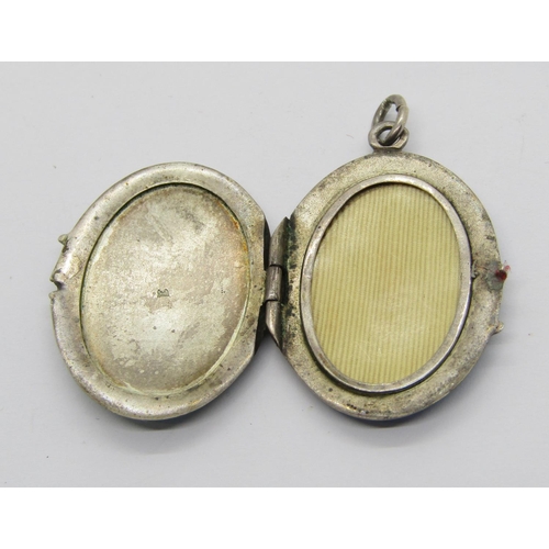 362 - Group of early 20th century enamelled silver jewellery, comprising a continental 935 silver locket w... 