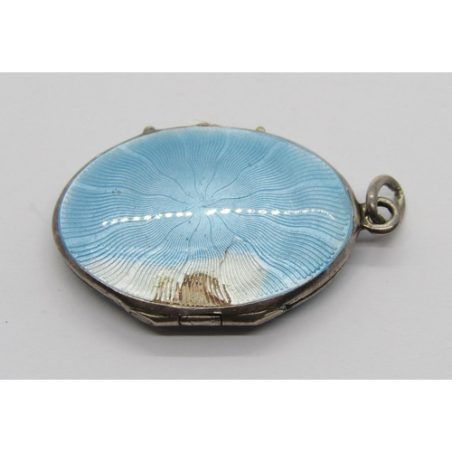 362 - Group of early 20th century enamelled silver jewellery, comprising a continental 935 silver locket w... 