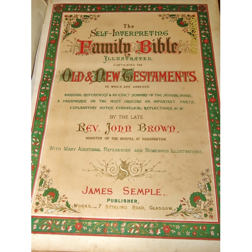 666 - A large Victorian Family Bible from Rev John Brown of Haddington, published by James Semple of Glasg... 