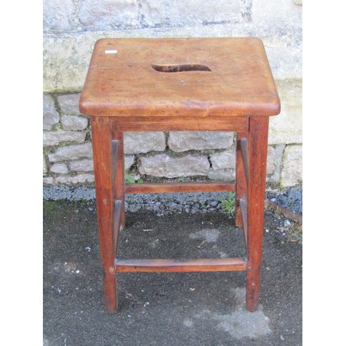 1387 - A 19th century stripped pine clerks desk on square cut supports, together with a stripped  pine box,... 