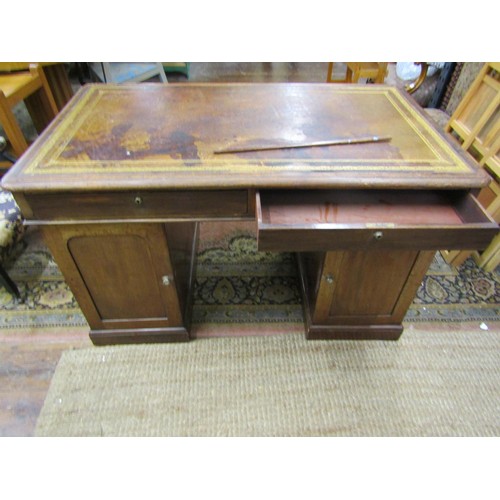 1396 - A 19th century mahogany pedestal desk, one side enclosing eleven graduated drawers, the far side wit... 