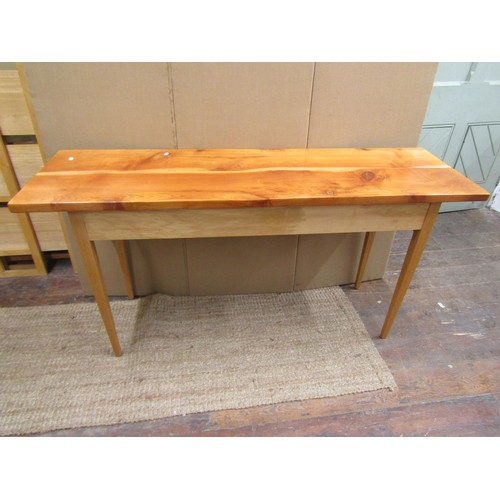 1402 - A cherry wood and oak side table by Brian Griffiths Forest of Dean enclosing two frieze drawers on s... 