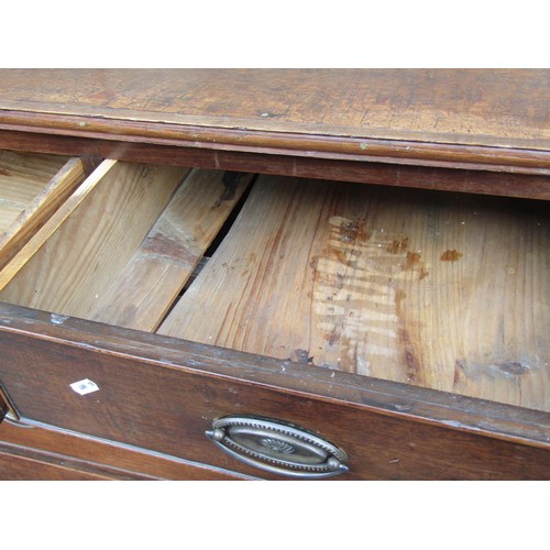 1406 - A Georgian oak country made chest of three long and two short drawers on bracket supports, 100cm wid... 