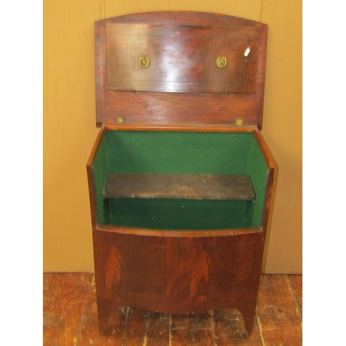 1407 - A mahogany bow front commode on swept supports