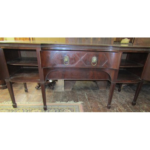 1410 - A substantial 19th century mahogany country house sideboard with inverted centre, the two central dr... 