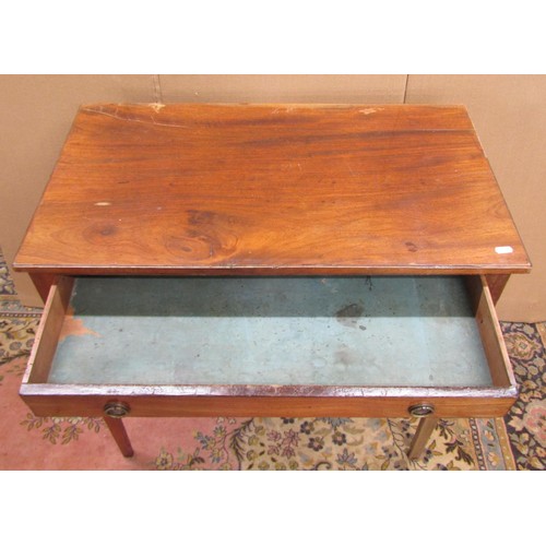 1419 - An early 19th century mahogany side table with shallow frieze drawer on square tapered legs, 80cm wi... 