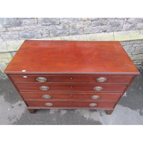 1420 - An early 19th century mahogany chest of four long graduated drawers on bracket supports, 81cm high x... 