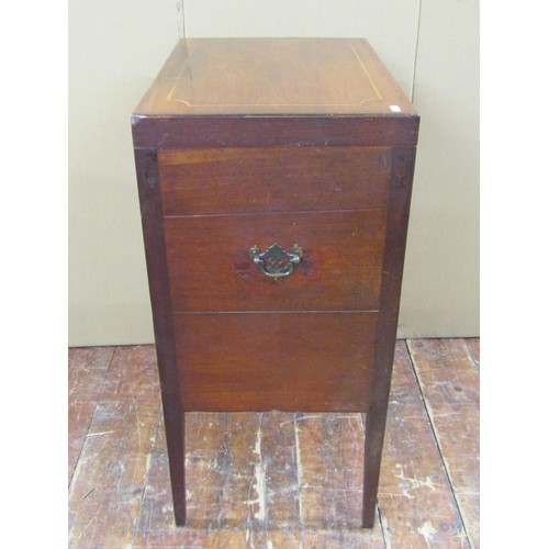 1434 - A pretty Georgian mahogany commode with rising lid over a central cupboard and single long frieze dr... 