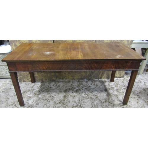 1458 - A Georgian mahogany side or serving table raised on four moulded supports, 76cm high x 165cm x 70cm ... 