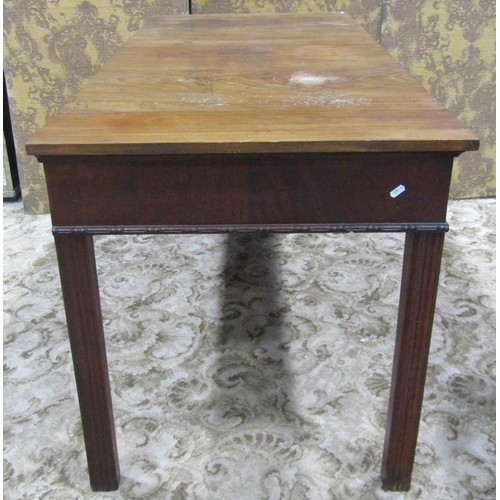 1458 - A Georgian mahogany side or serving table raised on four moulded supports, 76cm high x 165cm x 70cm ... 