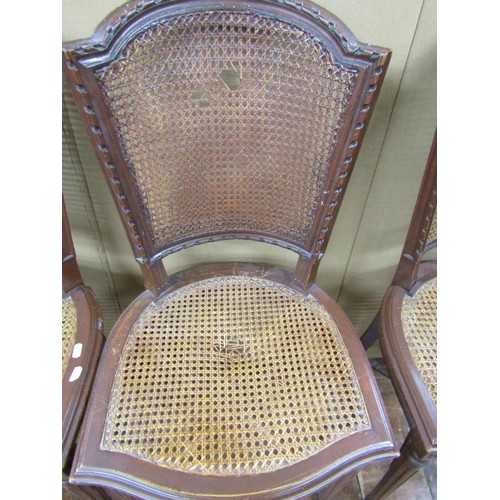 1474 - Five 19th century French dining chairs with carved frames and cane panelled seats and backs