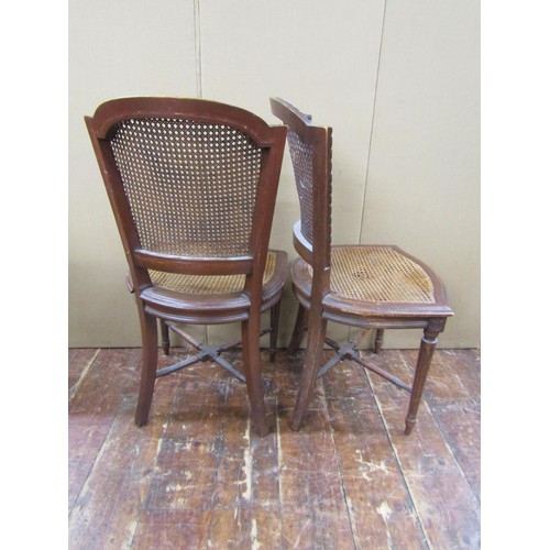 1474 - Five 19th century French dining chairs with carved frames and cane panelled seats and backs