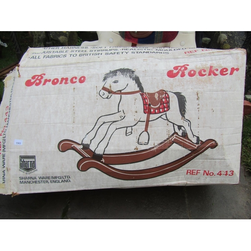 752 - A modern 'Sharna' ware bronco rocking horse with original box.
Assembled size: 129cm long x 41cm wid... 