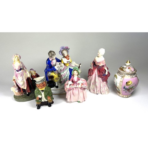 8 - Three Doulton figures, London Cry HN749, Fleurette HN1587, Bo-Peep HN1811, a continental porcelain r... 