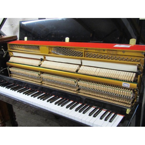 1522 - An ebonised Offenbach upright piano with iron framed over-strung movement, number 114923 model RS-4,... 