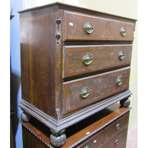 1540 - An Edwardian mahogany chest of three long drawers in the Georgian style, 80cm high x 93cm x 46cm