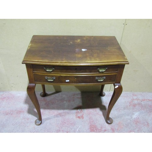 1542 - A mahogany side table on cabriole legs, the drawers fitted to accept cutlery, 78cm wide