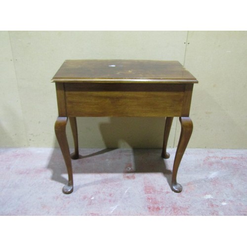 1542 - A mahogany side table on cabriole legs, the drawers fitted to accept cutlery, 78cm wide