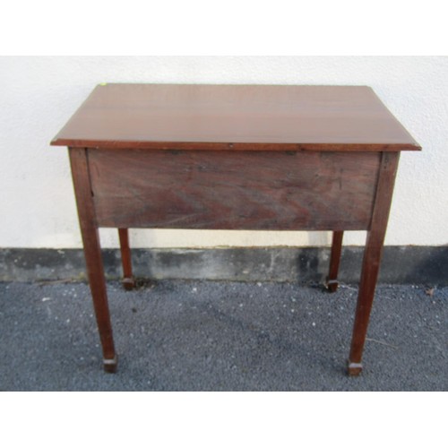 1543 - A Georgian oak lowboy of three drawers on square tapered legs, 72cm high x 82cm x 49cm, together wit... 