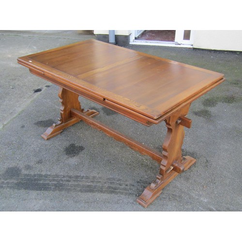 1548 - A small oak refectory type table with pegged frame, 213cm extended, 137cm when closed. 77cm high x 8... 