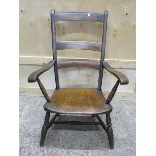 1500 - A small, low 19th century Windsor elbow chair reduced in height