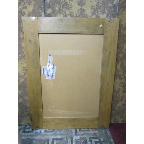 1367 - A large rustic oak  rectangular pegged framed mirror, 122cm x 92cm