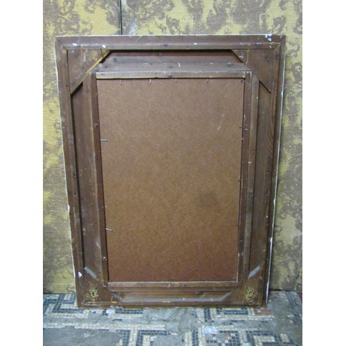 1352 - An antique  rectangular wall mirror the stepped and moulded frame with carved acanthus border and ov... 